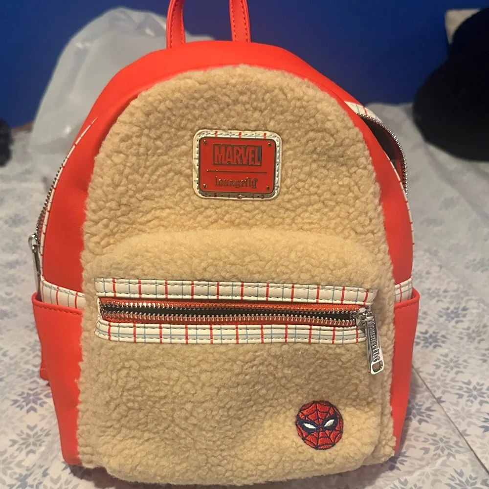 Marvel Kids Red and Cream Sherpa Accent Mini Backpack